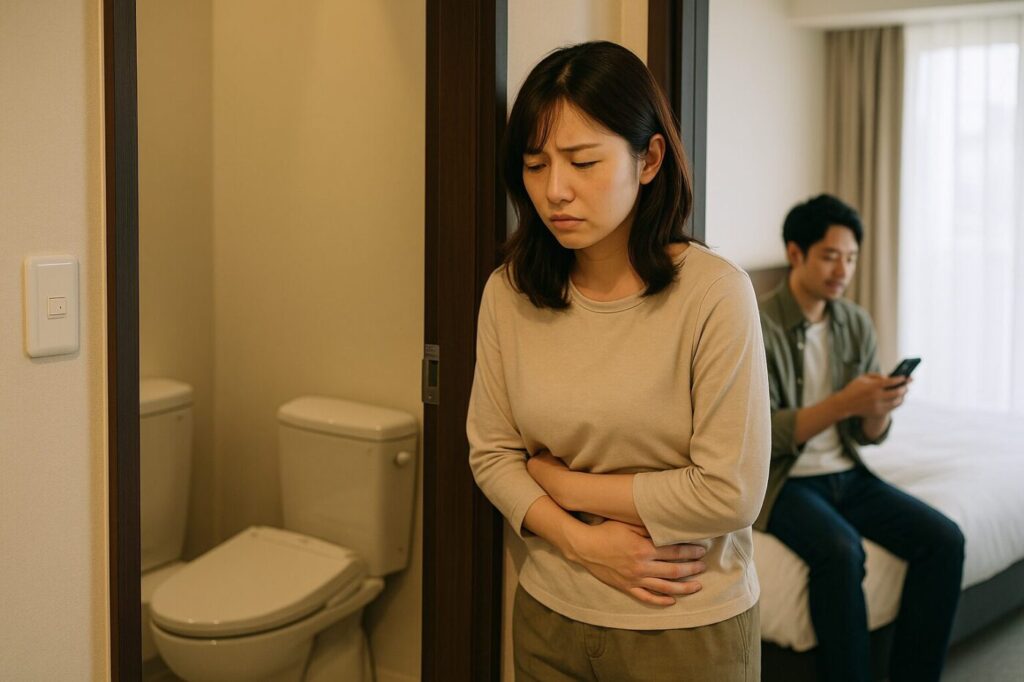お泊まりデートで「大のピンチ」…！気まずさを感じずに乗り切る大〇、トイレ方法